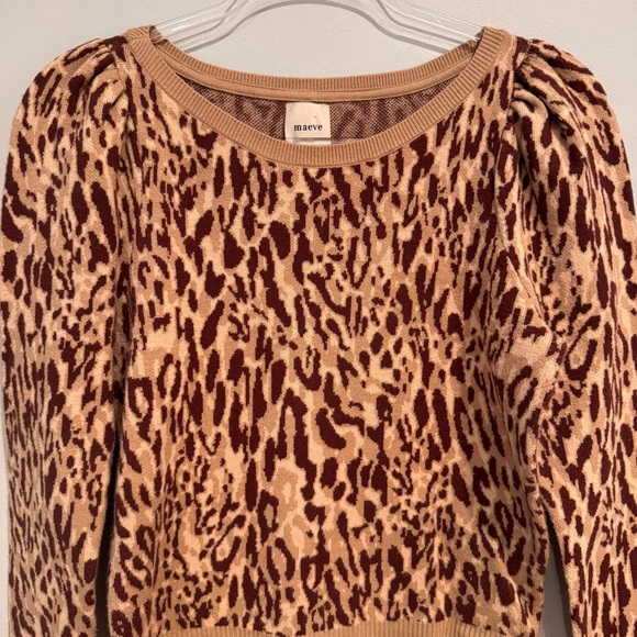 Maeve Puff Sleeve Animal Print Sweater Size S - Picture 3 of 7